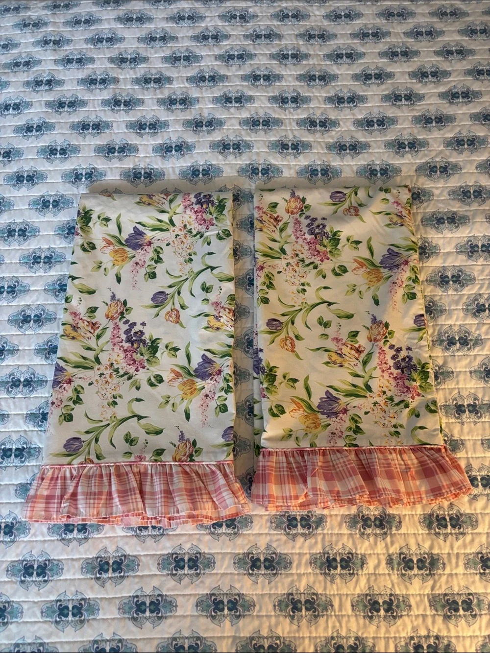 Vintage Laura Ashley 90s Cotton Blend Floral Pillowcases